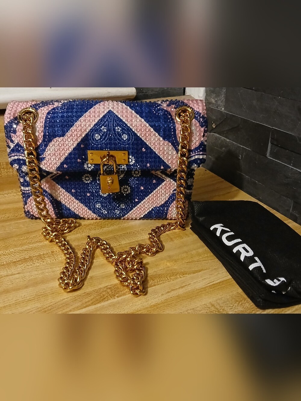 Kurt Geiger NWT Pink/Blue Bandana Vibe Brixton & Dustbag STUNNING